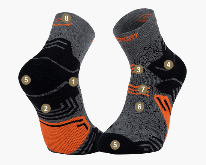TREK GR grey/orange sock